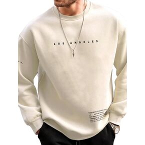 GORGLITTER Men's Letter Graphic Sweatshirt Crewneck Long Sleeve Drop Shoulder Pullover Top