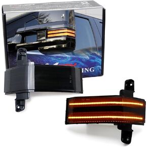 iJDMTOY Dark/Clear Lens Dual-Row Full Amber Sequential Blink LED Strip Tow Mirror Marker Lights Compatible With Chevy Silverado GMC Sierra 1500 2500HD 3500HD Truck