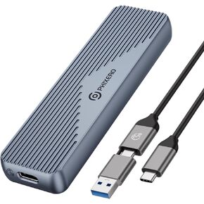 PHIXERO M.2 MVME SATA SSD Enclosure Adapter, USB 3.1 Gen 2 10Gbps MVME M Key/B+M Key SSD, 6Gbps SATA B+M Key External Solid State Enclosure, and Size 2280/2260/2242/2230 (Rose Gold)