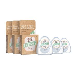 Dr. Ginger's Coconut Oil and Xylitol Expanding Dental Floss, All-Natural Stretchable Floss is Gentle on Gums & Helps Prevent Plaque, Oral Care, Coconut Mint Flavor, 32yds (Pack of 3)