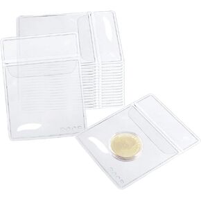 Single Pocket Coin Flips, 30 Pcs Individual Clear Plastic Sleeves Holders for Coins Jewelry & Small Items Storage