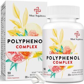 2250 MG Polyphenols Supplement - Powerful Antioxidants & Polyphenol for Age Defense, Polyphenol Superfood, Quercetin, Resveratrol, Green Tea, Plant-Based & Energy, Immune Support, 90 Capsules