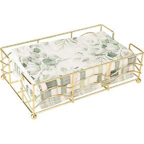 Gold Napkin Holder for Bathroom, Elegant Gold Guest Napkin Holder for Bathroom Disposable Paper Napkins, Sturdy Guest Towel Holder Tray for Bathroom Counter, Kitchen & Dining Table - Gold