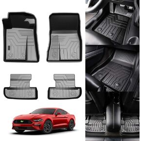 KUST 3D Floor Mats for Ford Mustang 2015-2023 2024(NOT for Ford Mustang Mach-E) 2 Row Liner Set All Weather Mat Liners Durable Odorless TPE Floor Carpet Liner