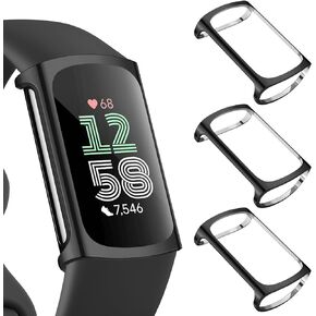 3 قطع واقي شاشة لـ Fitbit Charge 6/5 (ليس للشحن 4/3)، غطاء حماية شامل من مادة TPU وملحقات ممتصة للصدمات للشحن 6/5 (ذهبي وردي/وردي وردي/فضي)