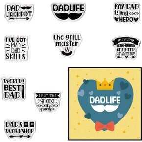 Happy Father's Day Clear Stamps for Card Making and Photo Album Decorations, Best Dad Stamps, Father's Birthday Transparent Silicone Stamps for Crafting and DIY Scrapbooking