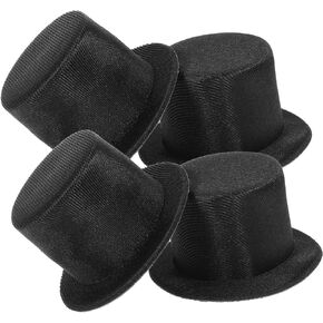 Vaguelly 4pcs for Cap Hat Costume Small Dress Top Felt Hats Supplies Black Pet Up Decoration Crafts Miniature DIY Formal Decorating Decorative Snowman Cylinder Doll Caps Mini Christmas