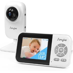 Video Baby Monitor with Camera No WiFi 1200ft Long Range, 2.8" Plug & Play Diaplay, Auto Night Vision, 5 Lullabies Portable Baby Sound Monitor, Baby Room Use, for Baby/Elderly