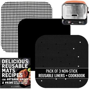 INFRAOVENS Reusable Liner Accessories for Ninja Woodfire Pizza Oven 8-in-1 Outdoor Smoker BBQ, Non-Disposable Non-Stick Grill Mats for Wood Fire Pizza Stone Electric with Pellets, OO100 OO101 OO101B
