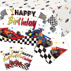 Tudomro 3 Pcs Car Table Cloth Racing Car Party Supplies Racing Car Plastic Table Cover Car Theme Table Cloth Disposable Plastic Tablecloth for Kids Boys Car Birthday Party Decorations