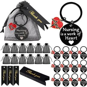 Sureio 36 Pcs Nurse Gifts Nurse Appreciation Gifts Nurse Keychain Nurse Week Gifts with Organza Bags and Tag Gift(Classic)