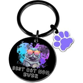 Mothers Day Cat Gifts For Women Cat Mom Keychian Gifts For Cat Lovers Cool For Cat Lover Gifts For Women Cat Lady Themed Stuff Decor Cat Merchandise For Cat Lovers Best Cat Mom Ever Keyring Necklace