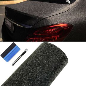 LZLRUN Glitter Diamond Sandy Sparkle Car Vinyl Wrap Matte Diamond Film Sticker DIY Self Adhesive Rhinestones Car Decor Accessories (Black, 20" x 60")