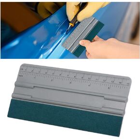 8 Inch Vinyl Wrap Squeegee, Window Tint Squeegee Installation Tool with Ruler 15CM & Suede Felt Edge, Car Vinyl Wrap Scraper Tool for Sign-Making Graphic Wallpaper Film Smoothing (8 Inch)