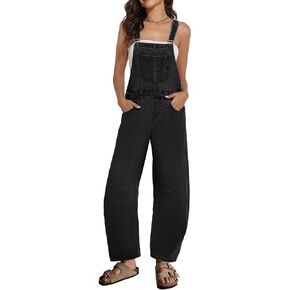 Women Barrel Overalls Casual Denim Jumpsuits Loose Baggy Sleeveless Bib Jeans Pants Jumpers with Pockets
