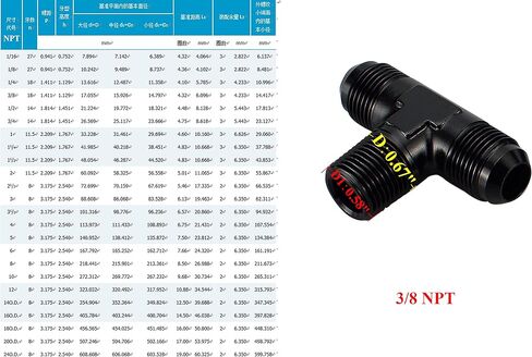 Aluminum -6 AN Male Flare to 1/4" NPT on Side Branch Tee, Male Union Hose Tee Adapter Connector Fitting, Black (2 x AN6 to 1/4 NPT) in Kuwait
