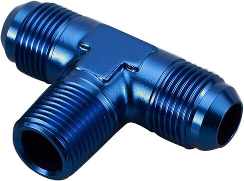 Aluminum -6 AN Male Flare to 1/4" NPT on Side Branch Tee, Male Union Hose Tee Adapter Connector Fitting, Black (2 x AN6 to 1/4 NPT) in Kuwait