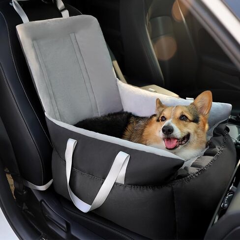 Pecute Dog Car Seat for Small Medium Dogs, Detachable and Washable Dog Booster Seat with Clip-on Safety Leash, Pet Car Seat with Pockets, Ultra Soft Dog Bed for Car Portable Car Travel Bed for Dogs in Saudi Arabia