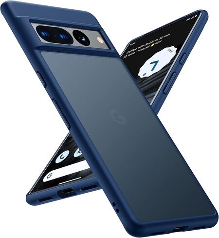 TORRAS Shockproof Designed for Google Pixel 7 Pro Case [Military Grade Drop Tested] Shockproof Translucent Matte Hard Back with Silicone Slim Protective Pixel 7 Pro Phone Case 6.7 Inch, Blue in Saudi Arabia