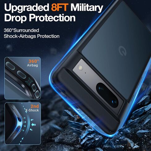 TORRAS Shockproof Designed for Google Pixel 7 Pro Case [Military Grade Drop Tested] Shockproof Translucent Matte Hard Back with Silicone Slim Protective Pixel 7 Pro Phone Case 6.7 Inch, Blue in Saudi Arabia