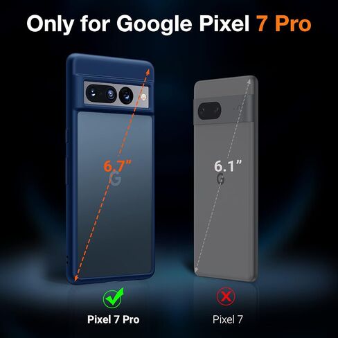 TORRAS Shockproof Designed for Google Pixel 7 Pro Case [Military Grade Drop Tested] Shockproof Translucent Matte Hard Back with Silicone Slim Protective Pixel 7 Pro Phone Case 6.7 Inch, Blue in Saudi Arabia