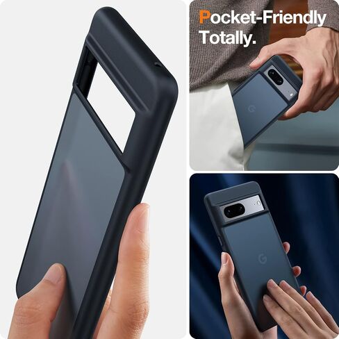 TORRAS Shockproof Designed for Google Pixel 7 Pro Case [Military Grade Drop Tested] Shockproof Translucent Matte Hard Back with Silicone Slim Protective Pixel 7 Pro Phone Case 6.7 Inch, Blue in Saudi Arabia
