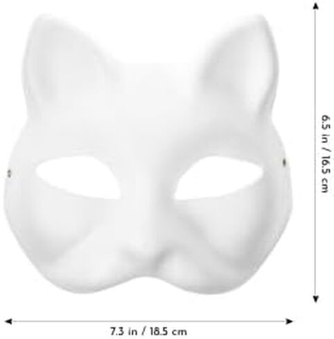 10Pcs Therian Mask Blank Cat Mask DIY Paintable Cat Masks to Paint Masquerade Animal Mask Therian Masks for Cosplay Dress Up Halloween Carnival Party Favors in Kuwait