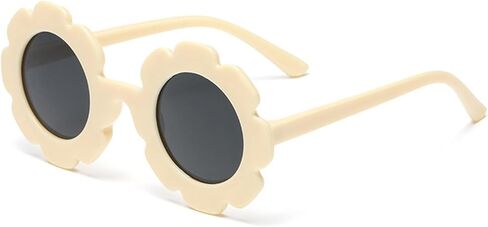 Girls Straw Hat with Flower Round Sunglasses, Summer Foldable Large Brim Sunflower Bowknot Beach Toddler Straw Sun Hat, 2-6T in Kuwait