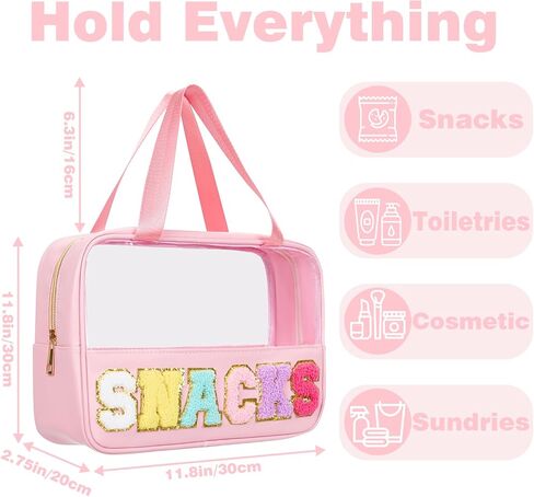 حقيبة الوجبات الخفيفة واضحة الشنيل اسكواش رسالة زيبر الحقيبة للسفر حقيبة مستحضرات التجميل Preppy حقيبة مستحضرات التجميل واضحة ماكياج حقيبة السفر للنساء in Kuwait