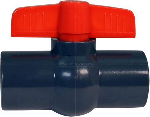Midline Valve PVC Ball Valve with Pink T-Handle for Potable Water Use 1'' Solvent Connections Grey Plastic (492T100) in Saudi Arabia
