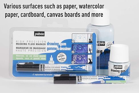 Pebeo Easy Peel Liquid Latex Masking Fluid - Drawing Gum - Dries Quickly - For Ink - Watercolor - Gouache Painting & Illustration - Fine Arts & Crafts Supplies - 250ml Bottle in Saudi Arabia