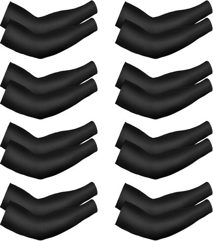 8 Pairs Unisex UV Protection Arm Cooling Sleeves Ice Silk Arm Cover (Black, Modal) in Saudi Arabia
