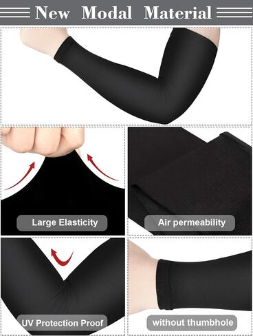 8 Pairs Unisex UV Protection Arm Cooling Sleeves Ice Silk Arm Cover (Black, Modal) in Saudi Arabia