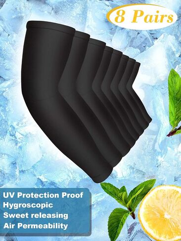 8 Pairs Unisex UV Protection Arm Cooling Sleeves Ice Silk Arm Cover (Black, Modal) in Saudi Arabia