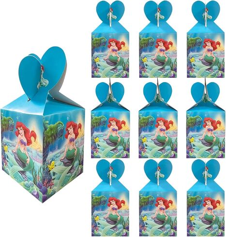 12Pcs Party Gift Box for The Little Mermaid, for Ariel Birthday Party Decoration Supplies Candy Box Treat Box in Saudi Arabia