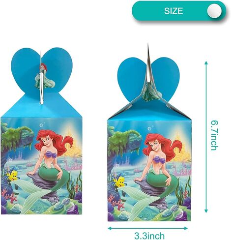 12Pcs Party Gift Box for The Little Mermaid, for Ariel Birthday Party Decoration Supplies Candy Box Treat Box in Saudi Arabia