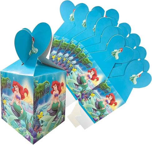 12Pcs Party Gift Box for The Little Mermaid, for Ariel Birthday Party Decoration Supplies Candy Box Treat Box in Saudi Arabia