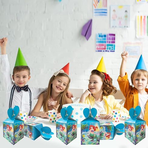 12Pcs Party Gift Box for The Little Mermaid, for Ariel Birthday Party Decoration Supplies Candy Box Treat Box in Saudi Arabia