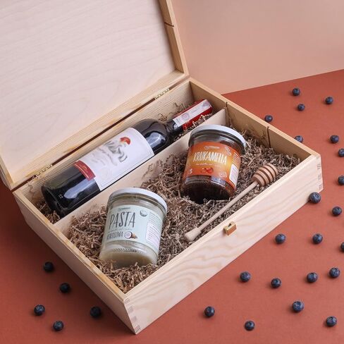 Unpainted Wine Wooden Box Gift Storage | 1 Bottle | 13.81 x 4.33 x 3.93 in | Natural Wood Holder | Perfect Luxury Box for Christmas, Birthday, Wedding, Valentine’s Day, Anniversary in Saudi Arabia