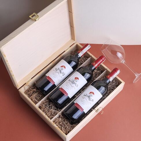 Unpainted Wine Wooden Box Gift Storage | 1 Bottle | 13.81 x 4.33 x 3.93 in | Natural Wood Holder | Perfect Luxury Box for Christmas, Birthday, Wedding, Valentine’s Day, Anniversary in Saudi Arabia