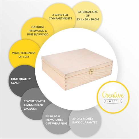Unpainted Wine Wooden Box Gift Storage | 1 Bottle | 13.81 x 4.33 x 3.93 in | Natural Wood Holder | Perfect Luxury Box for Christmas, Birthday, Wedding, Valentine’s Day, Anniversary in Saudi Arabia