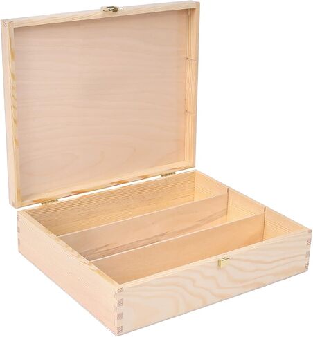 Unpainted Wine Wooden Box Gift Storage | 1 Bottle | 13.81 x 4.33 x 3.93 in | Natural Wood Holder | Perfect Luxury Box for Christmas, Birthday, Wedding, Valentine’s Day, Anniversary in Saudi Arabia