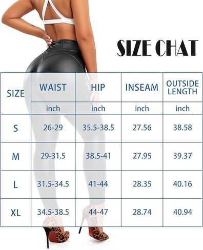 بنطال KIWI RATA النسائي من الجلد الصناعي قابل للتمدد عالي الخصر من جلد البولي يوريثان in Kuwait