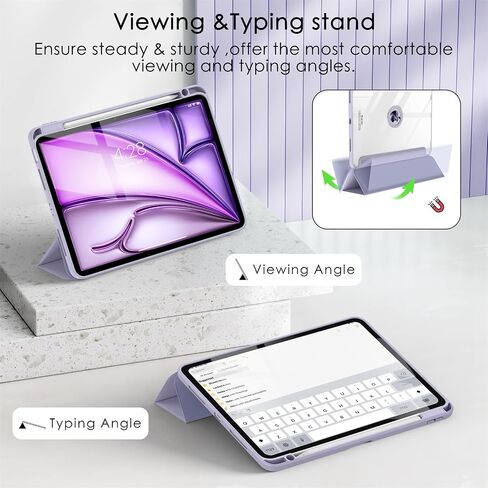 Soke for iPad Air 11 Inch Case 2024 & iPad Air Case (5th/4th Generation, 2022/2020) with Pencil Holder-Auto Sleep/Wake + Camera Protection, Shockproof Back Cover for iPad Air 10.9 Inch,Gray Purple in Saudi Arabia