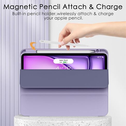 Soke for iPad Air 11 Inch Case 2024 & iPad Air Case (5th/4th Generation, 2022/2020) with Pencil Holder-Auto Sleep/Wake + Camera Protection, Shockproof Back Cover for iPad Air 10.9 Inch,Gray Purple in Saudi Arabia