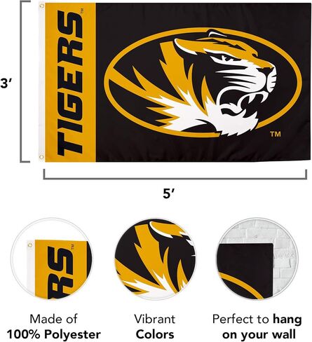 Desert Cactus University of Missouri Flag Tigers MU Mizzou Flags Banners 100% Polyester Indoor Outdoor 3x5 (Team Name) in Saudi Arabia