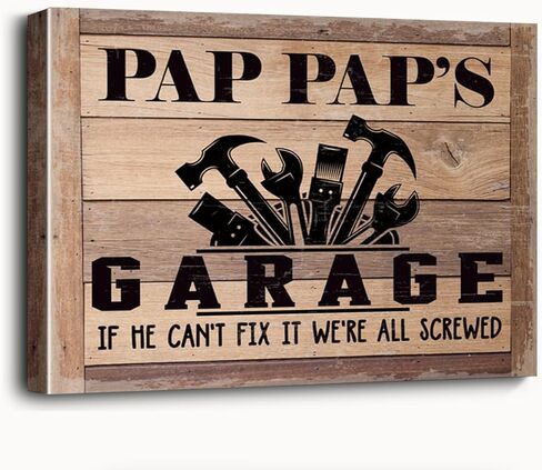 Pap Pap's Garage Canvas Decor, Canvas Wall Table Decor, Tool Room Decor, Garage Canvas Poster Wall Art, Father's Day Gift for Pap Pap Grandpa, Pap Pap Gift for Birthday Christmas or Other Holiday in Kuwait