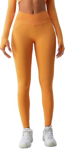 V Cross Waisted Workout Leggings for Women Scrunch Butt Gym Leggings Seamless Yoga Pants with Tummy Control in Saudi Arabia