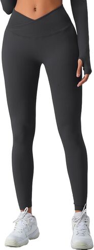 V Cross Waisted Workout Leggings for Women Scrunch Butt Gym Leggings Seamless Yoga Pants with Tummy Control in Saudi Arabia