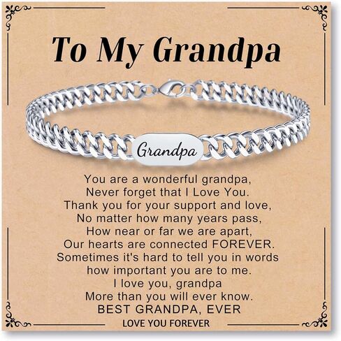 Father's Day Gifts Cuban Link Bracelet for Men Chain Bracelet Stainless Steel Bracelets for Men Boys Birthday Gifts for Him Dad Daddy Bonus Dad Son Husband Grandpa in Saudi Arabia